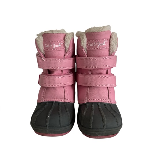 Cat & Jack Pink and grey Snow Boots EUC - Picture 1 of 6